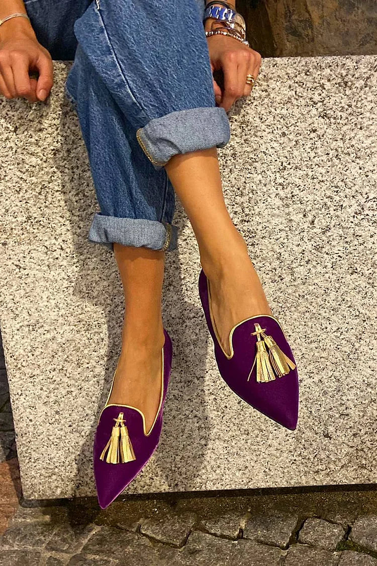 Portia - Spitze Loafer mit Goldquasten