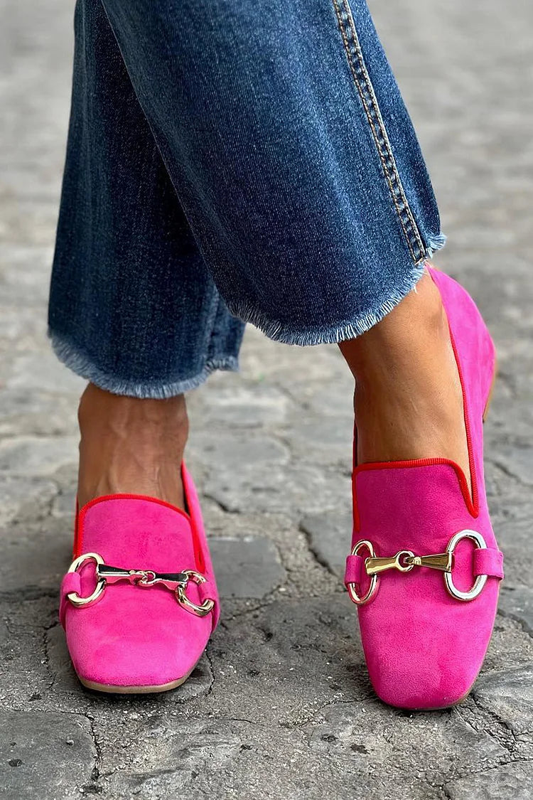 Helena - Pinke Loafer mit Goldschnalle