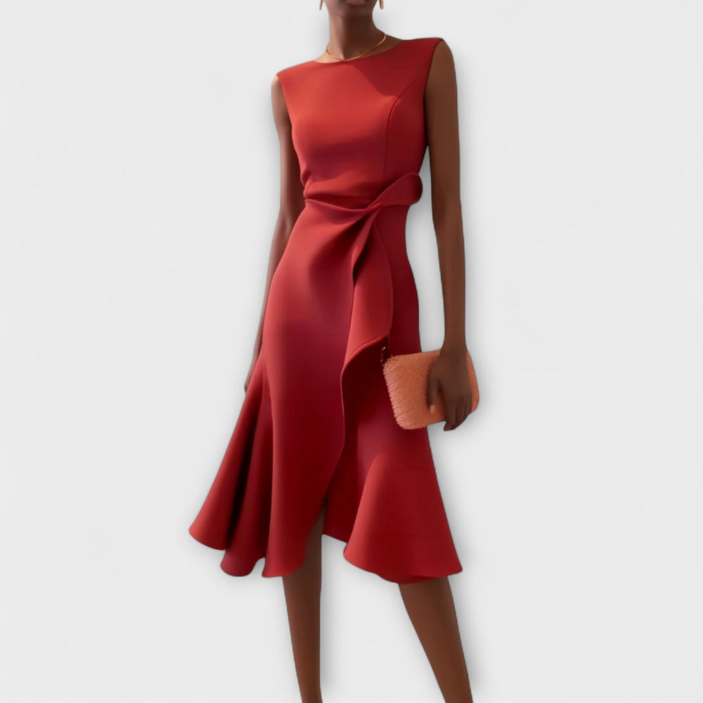 Juliette – Drapiertes asymmetrisches Midikleid