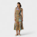 Mehrfarbiges Botanisches Midi Kleid