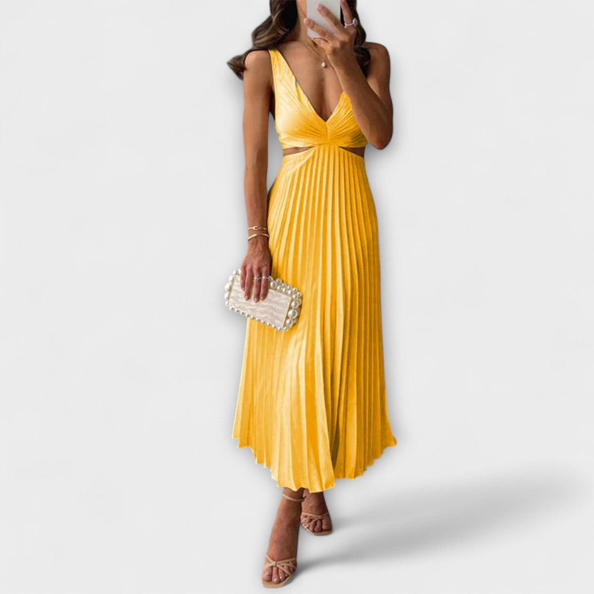Elegantes Midi-Abendkleid mit Plissee