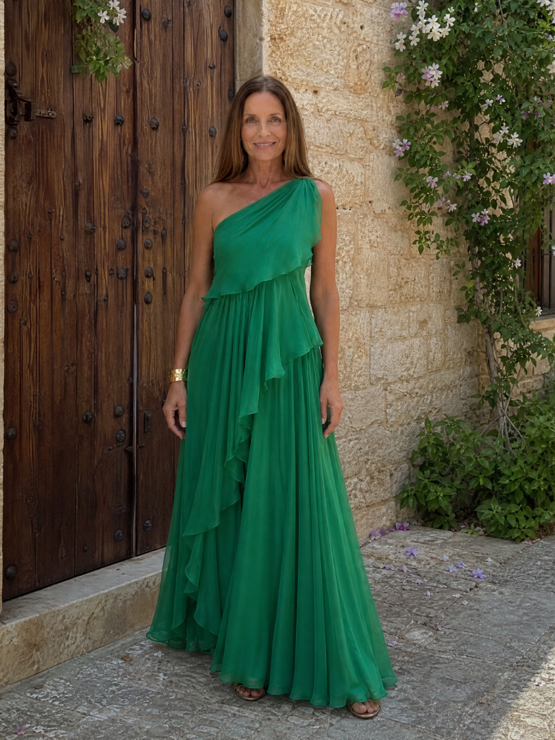 Talia - One-Shoulder-Maxikleid mit Volants
