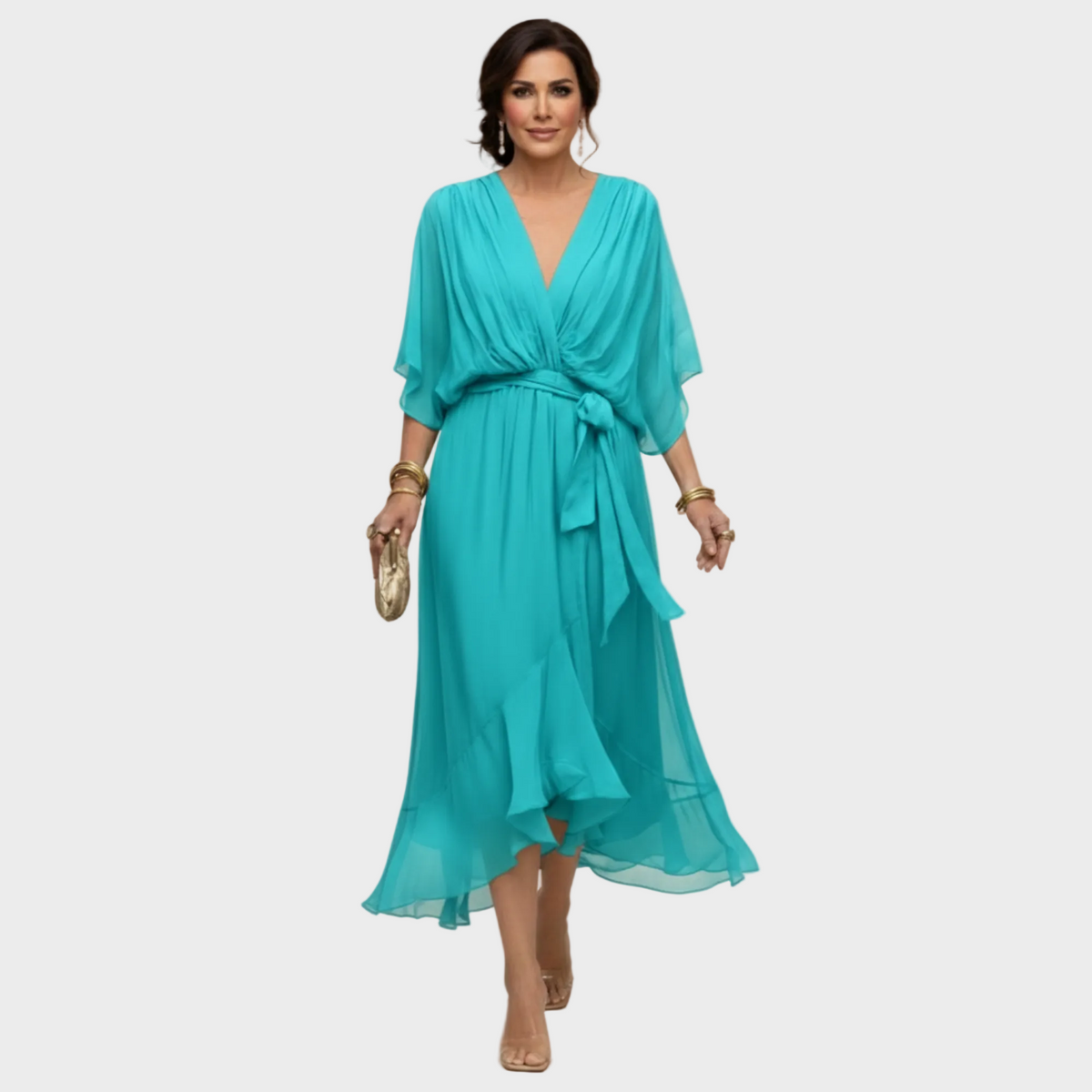 Monica - Chiffonkleid mit V-Ausschnitt