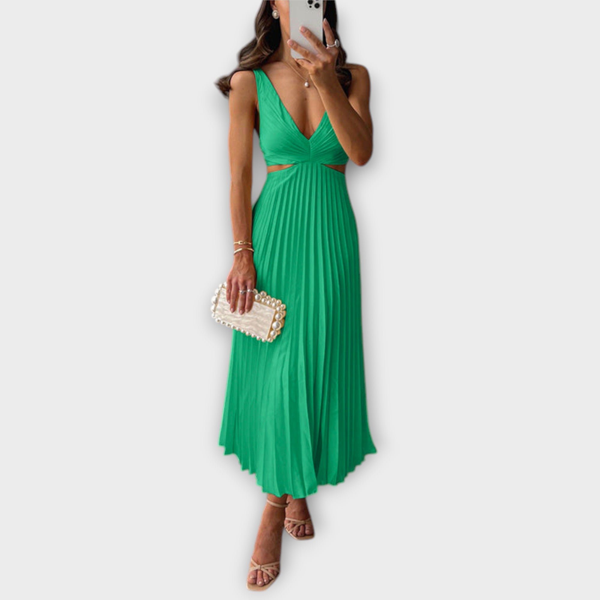 Elegantes Midi-Abendkleid mit Plissee