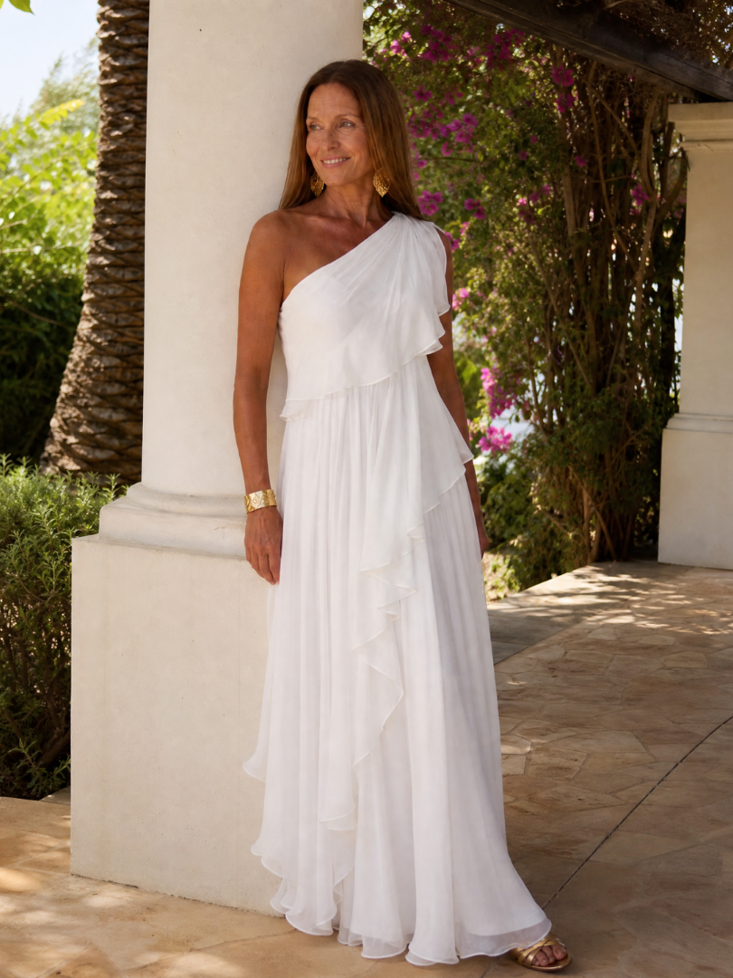 Talia - One-Shoulder-Maxikleid mit Volants