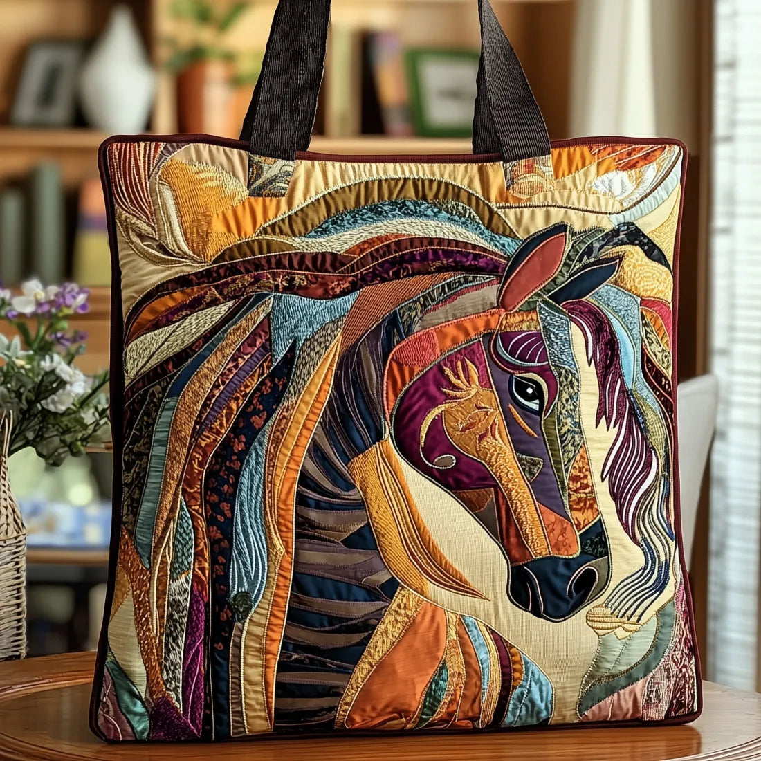 Gesteppte Tasche - Pferd im Mosaik