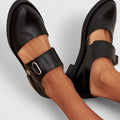 Loafer Damen Spitze Zehenpartie Retro Schwarz – Lyssavelle