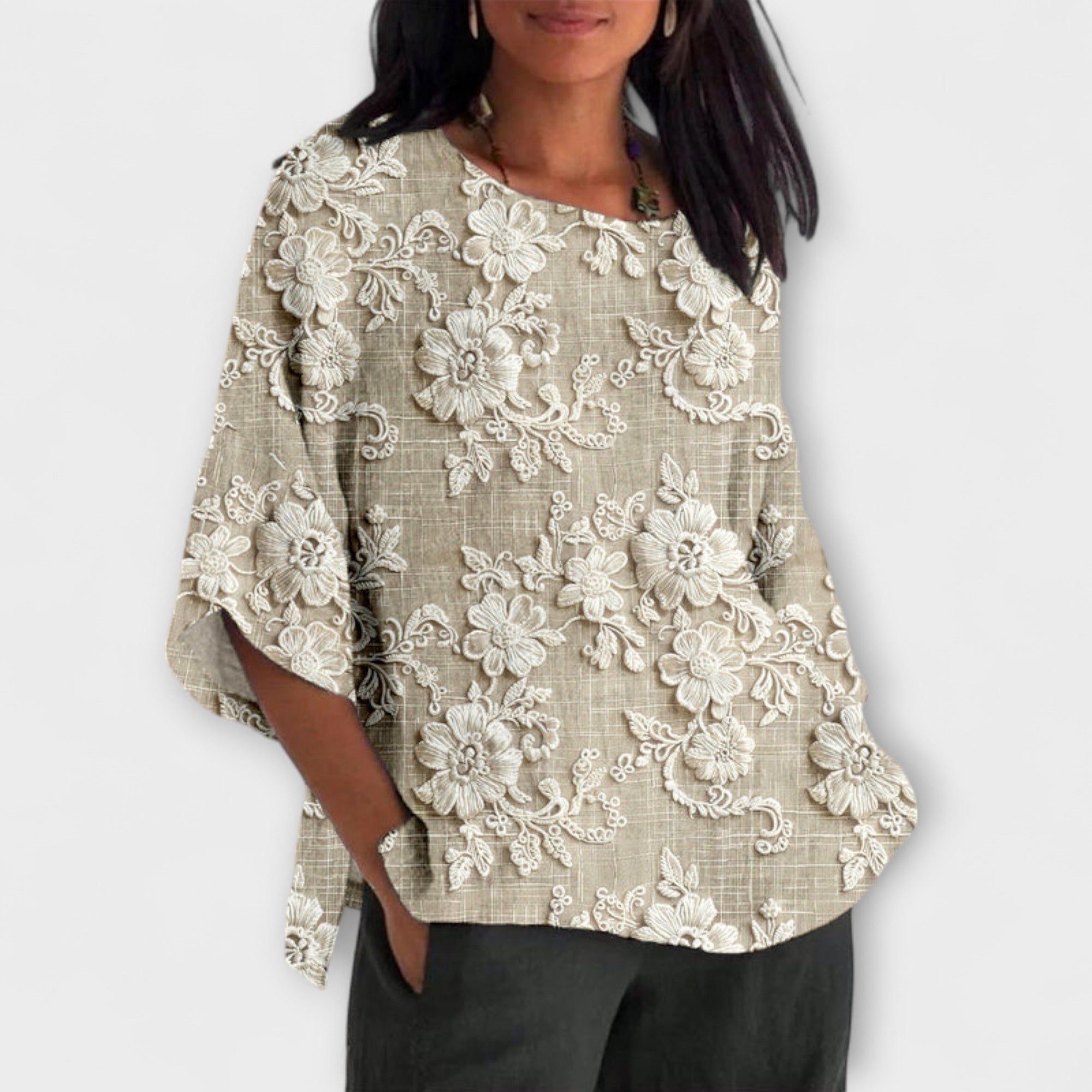 Top Damen Blumenmuster Vintage Kurzarm – Hazel