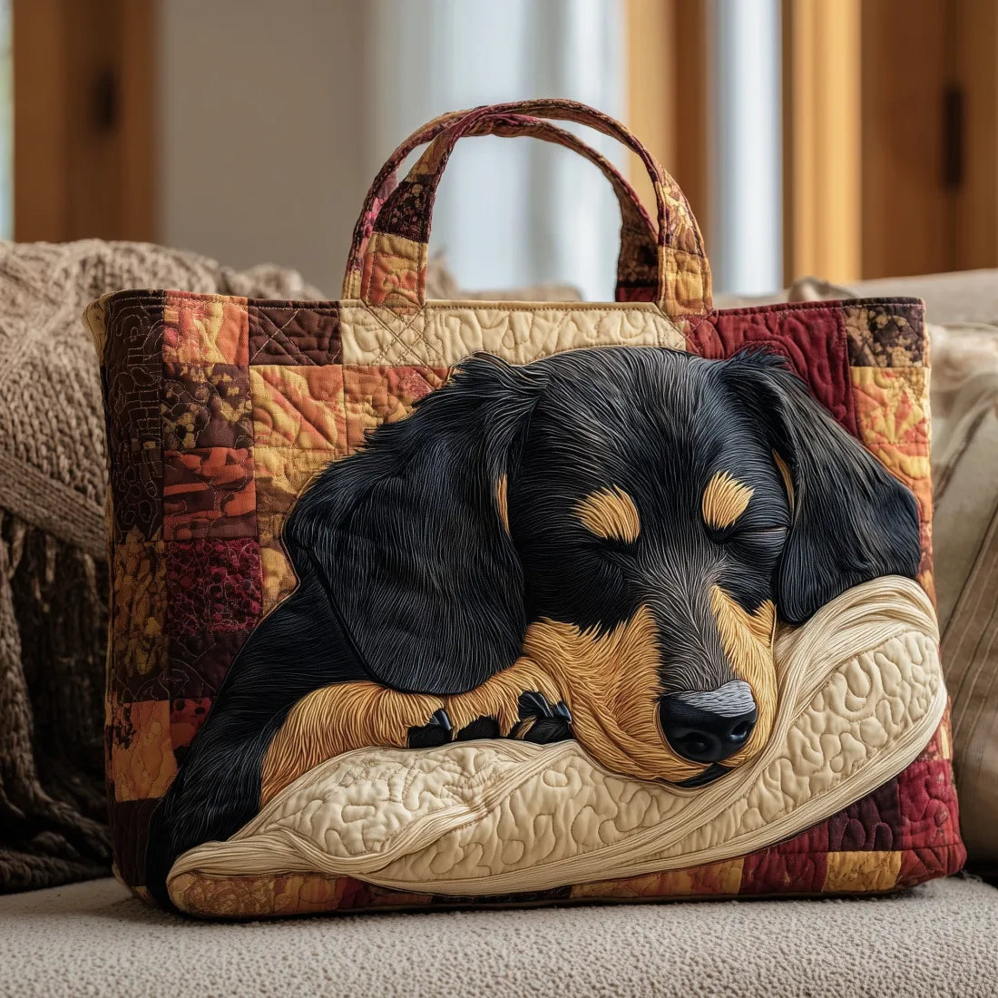 Gesteppte Tasche - Dackel