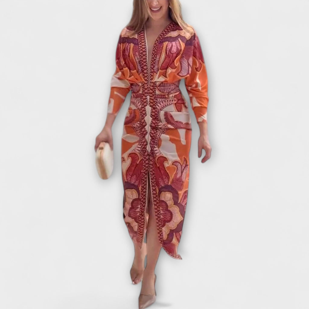 Cleo – Dolman-Midikleid mit brasilianischem Print