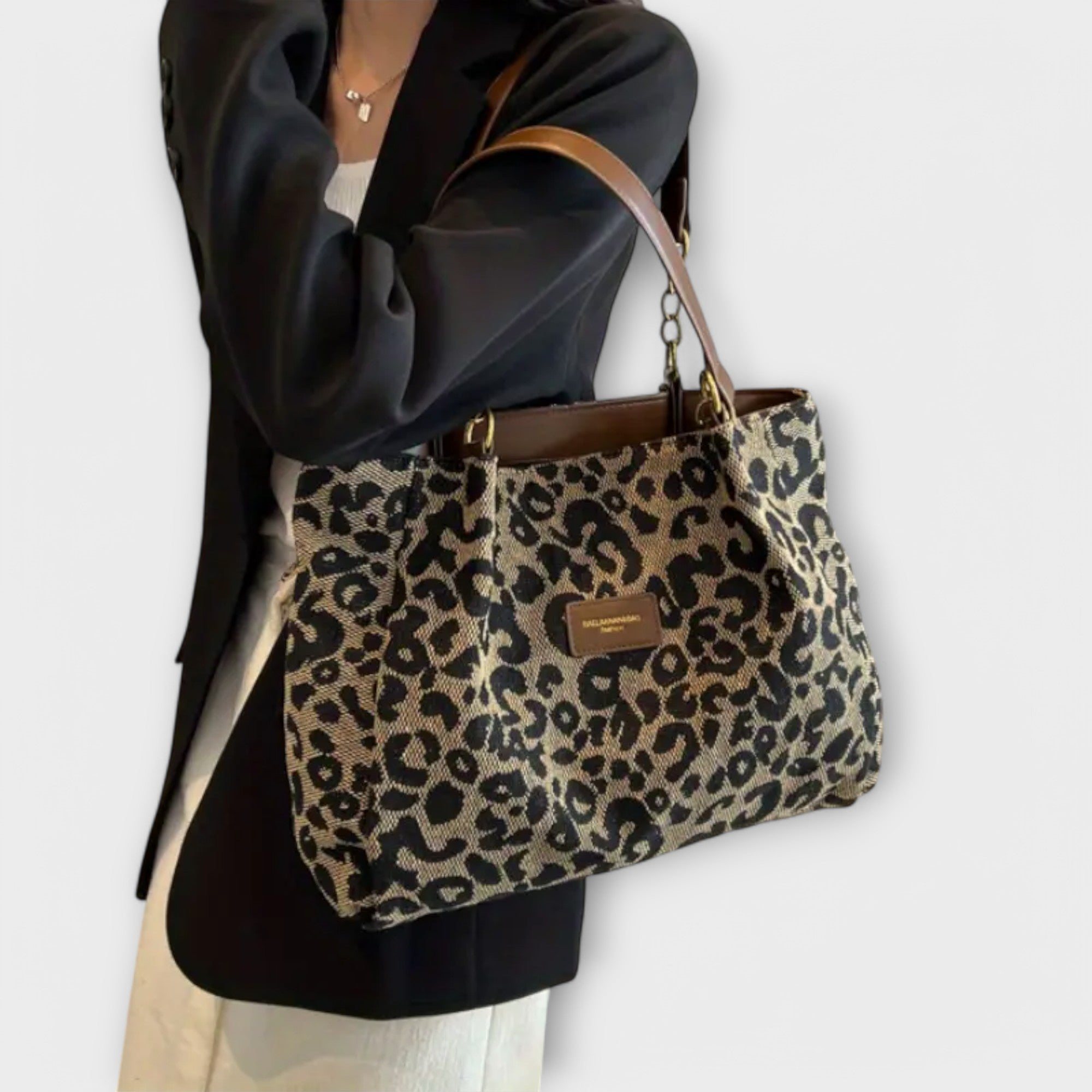 Tasche Damen Leopardenmuster Gross Robuste Henkel Alltag Büro – Emilia