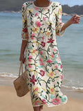 Bedrucktes Blumenkleid mit freiem Fall