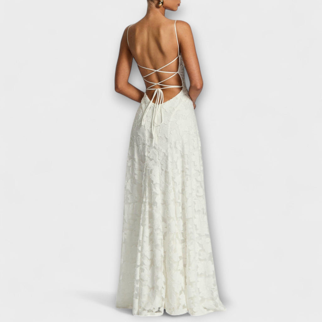 Kairi - Schickes Floral-Spitzen-Maxikleid mit Spaghettiträgern