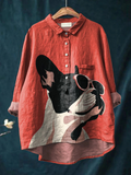 Claudia | Lässiges T-Shirt mit dekorativem Französische-Bulldogge-Motiv