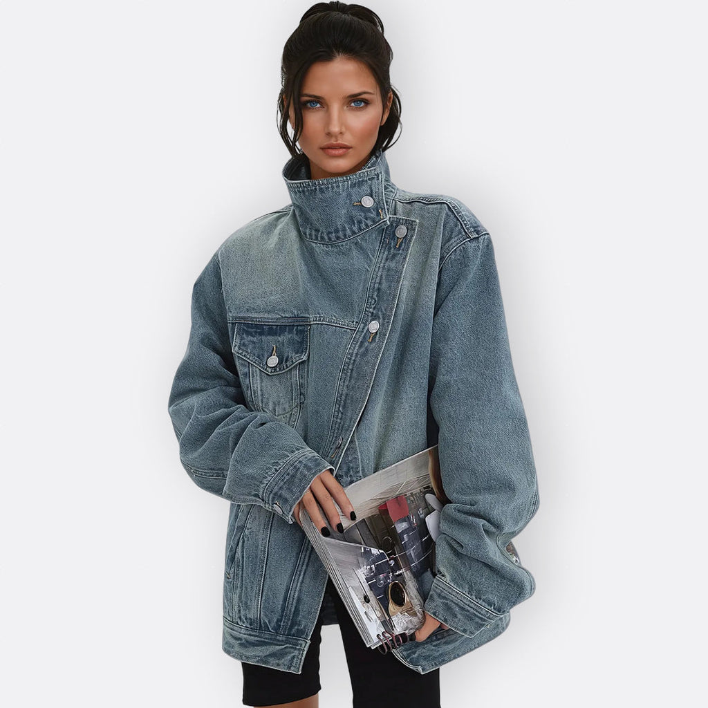 Sílvia - Vintage Jacke mit hohem asymmetrischem Kragen