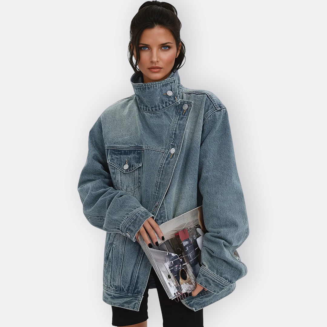 Sílvia - Vintage Jacke mit hohem asymmetrischem Kragen