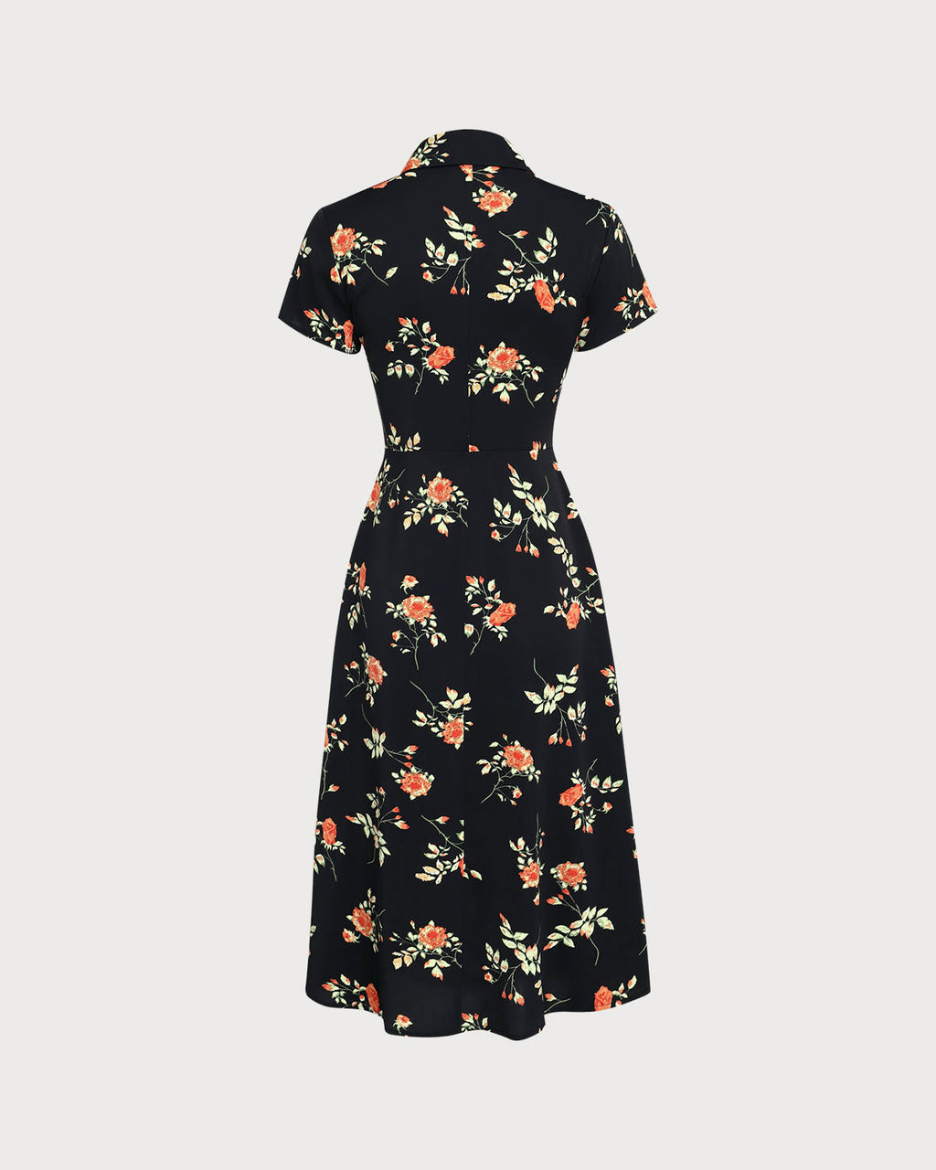 Glória - Midi Kleid Schwarz Floral