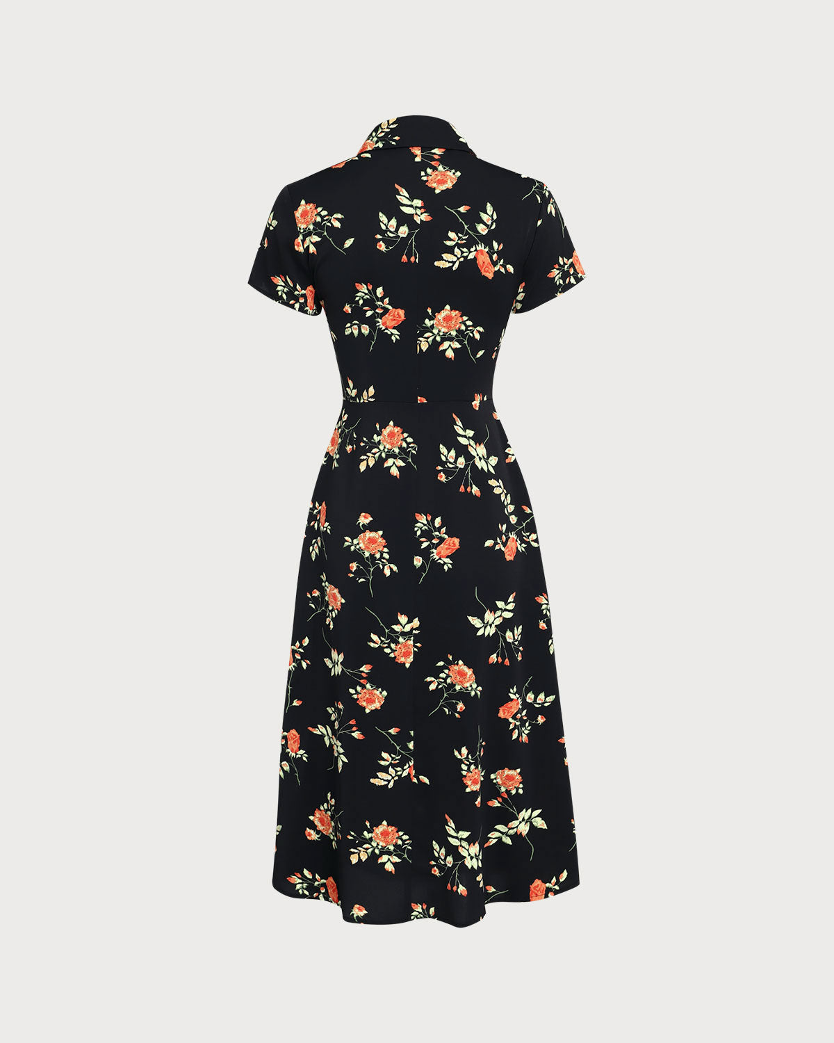 Glória - Midi Kleid Schwarz Floral