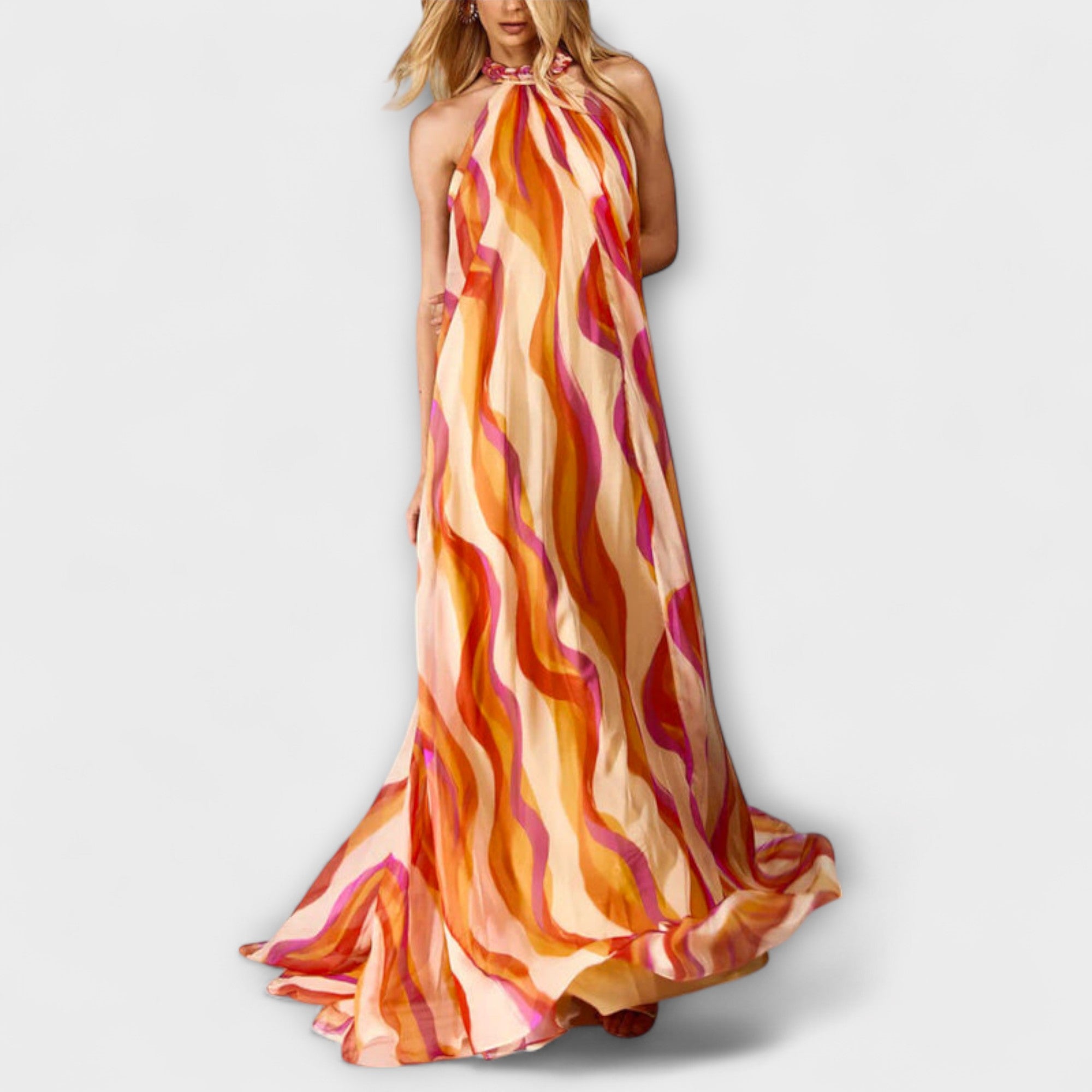 Rumi - Schickes geflochtenes Maxikleid mit Wellenmuster