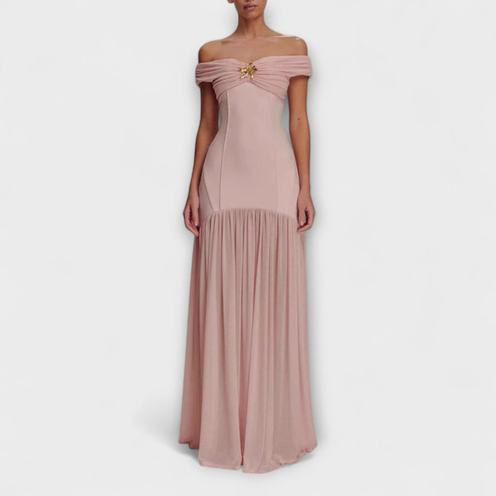 Maelie - Schickes trägerloses Bodycon-Maxikleid mit floralen Verzierungen