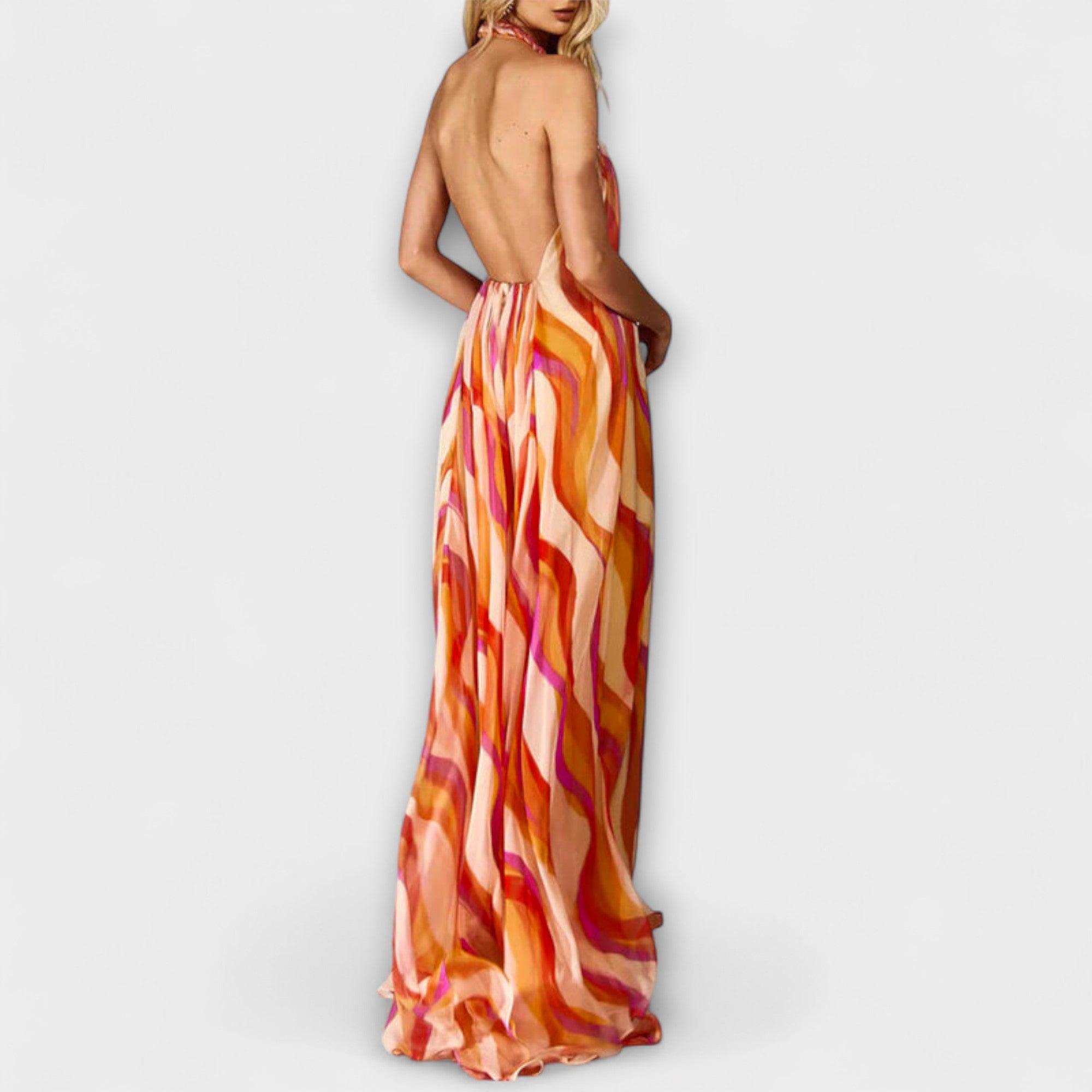 Rumi - Schickes geflochtenes Maxikleid mit Wellenmuster