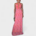Seraphina - Schickes Halter Neck V-Ausschnitt Plissiertes Maxikleid