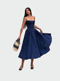 Jaroslava - Satin-Maxikleid mit schmalen Trägern