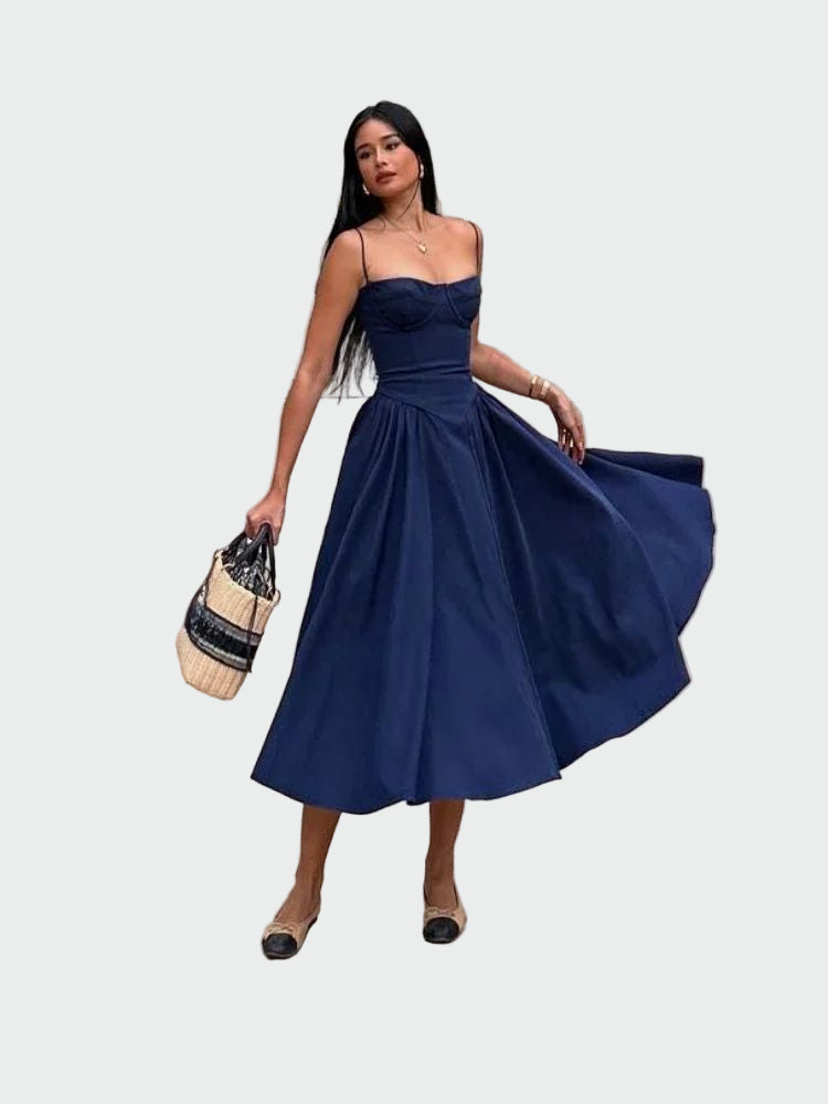 Jaroslava - Satin-Maxikleid mit schmalen Trägern