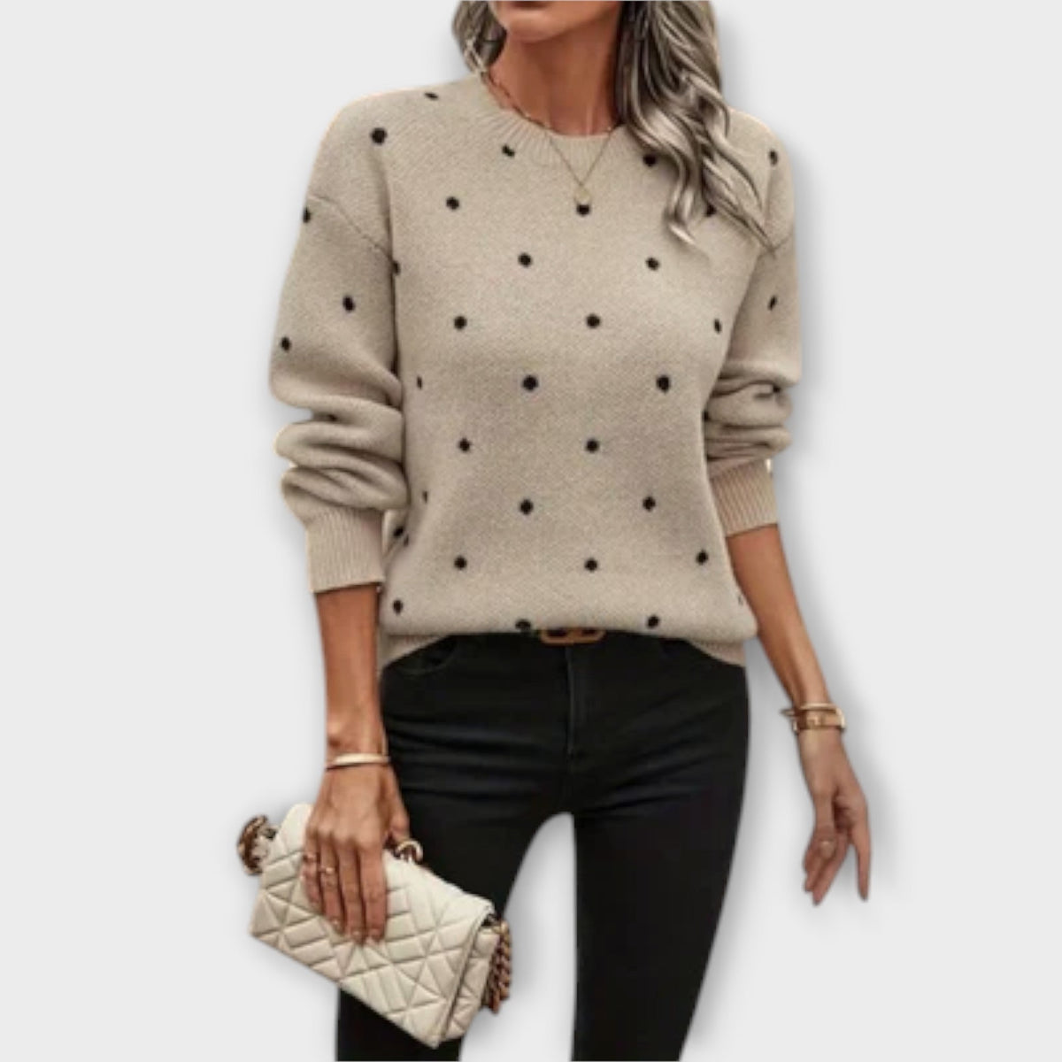 Ava – lässiger langärmliger Pullover mit tupfenmuster