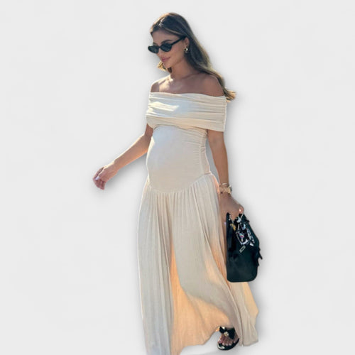 Amara - Maxi Kleid für Schwangere mit Falten