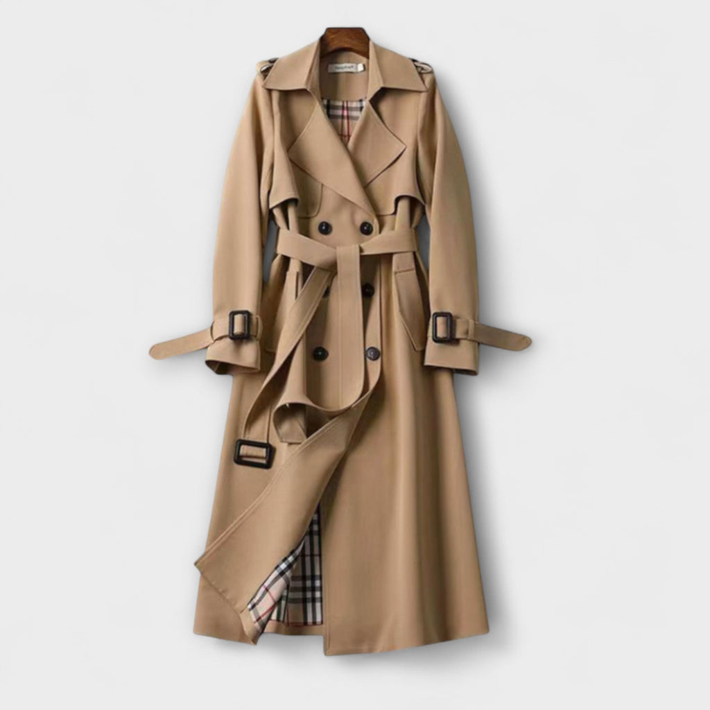 Trenchcoat Damen Klassisch Elegant Übergangsjacke Beige Braun – Jualita
