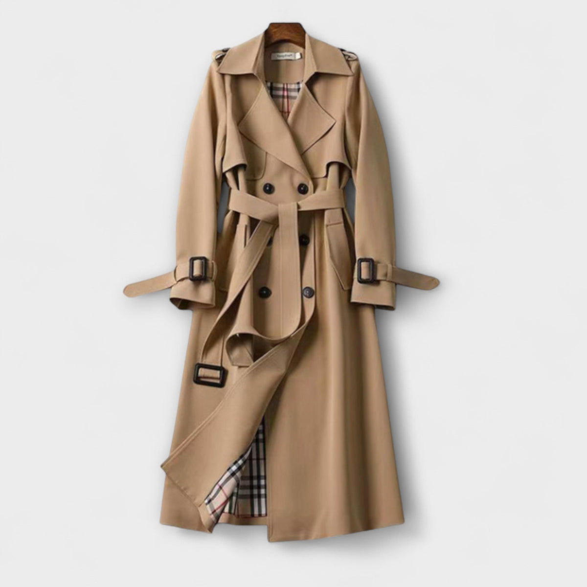 Trenchcoat Damen Klassisch Elegant Übergangsjacke Beige Braun – Jualita