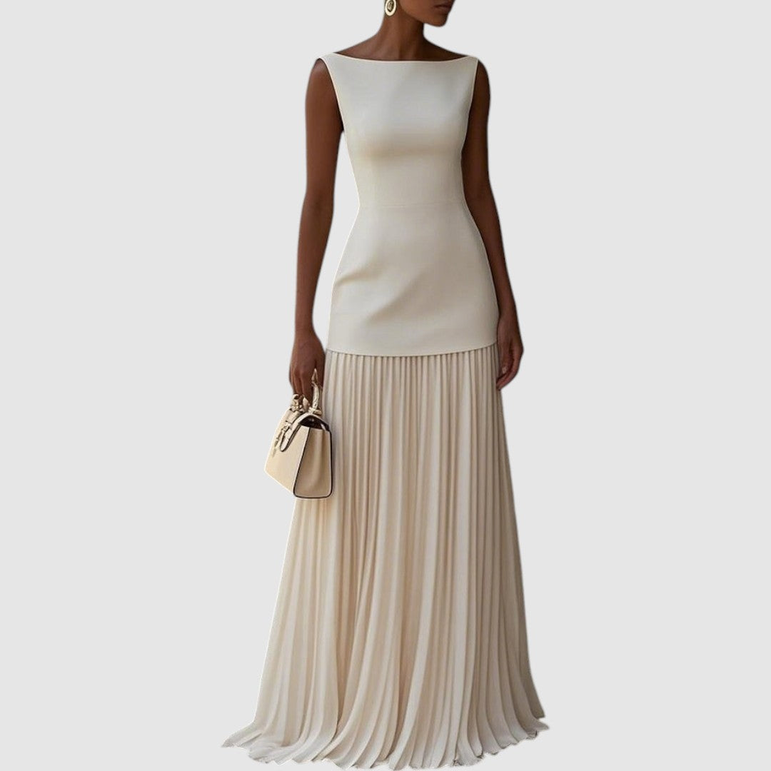 Eliška - Ärmelloses Maxikleid mit Plisseerock