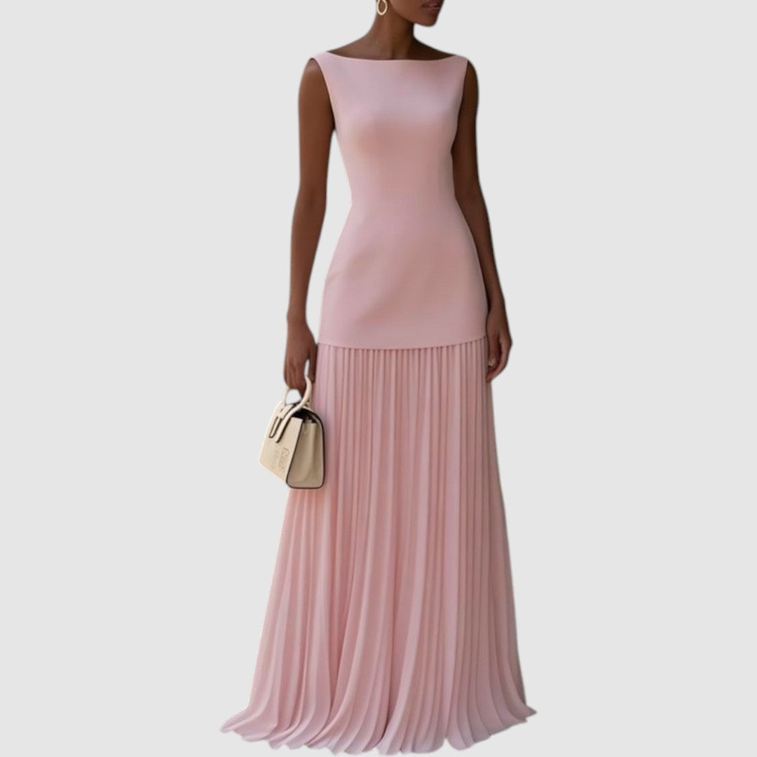 Eliška - Ärmelloses Maxikleid mit Plisseerock
