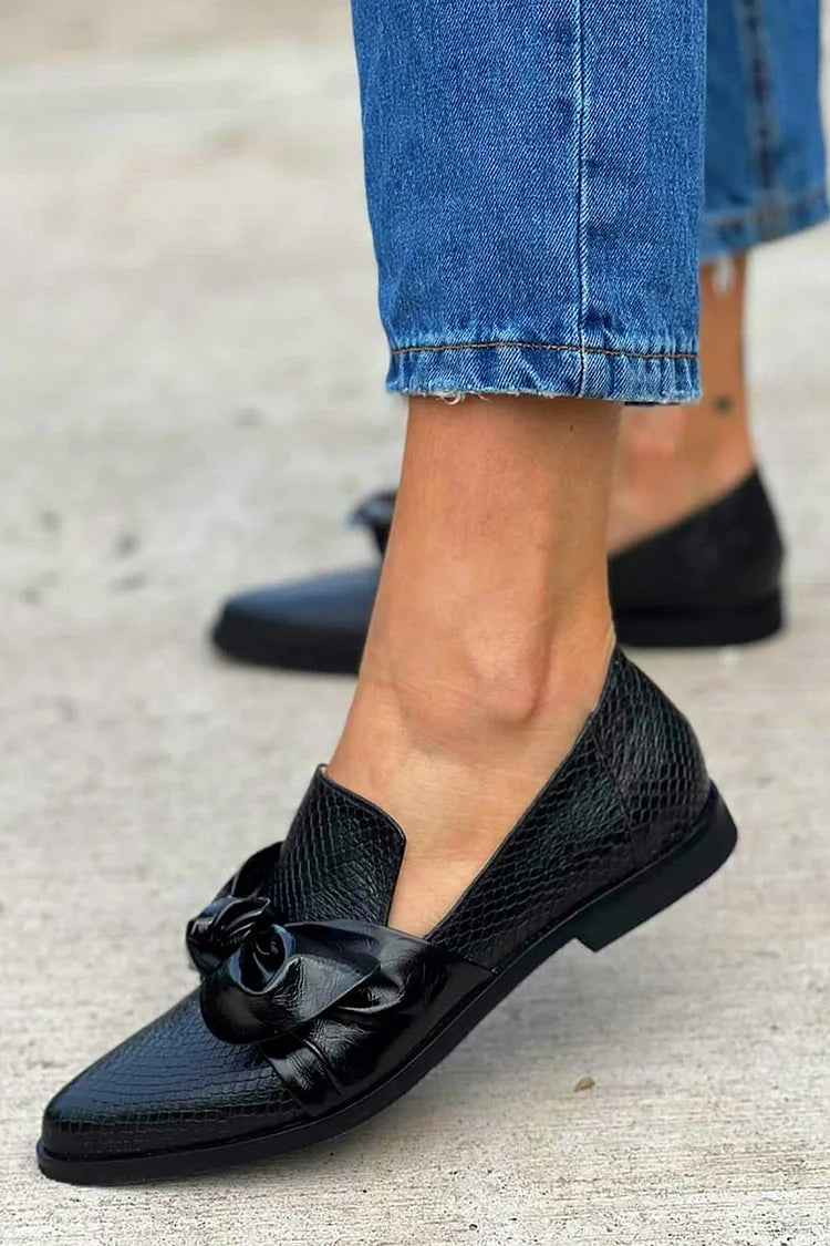 Chelsea - Loafer mit Schleife in Schlangenoptik