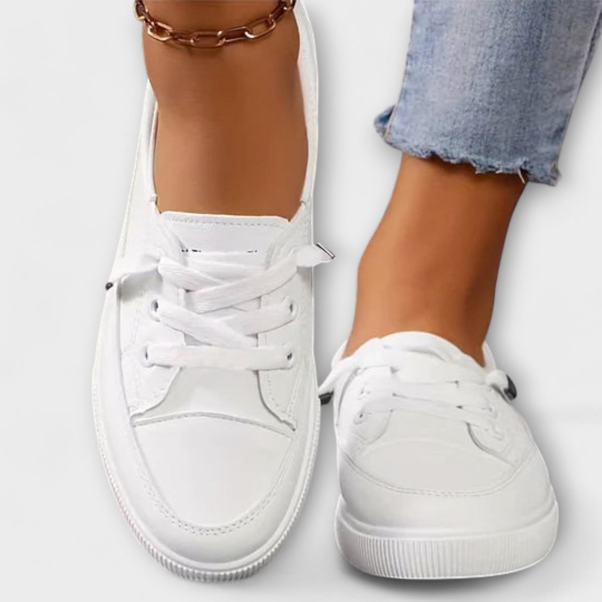 Sneaker Damen Orthopädisch Fussbett Schnürung Schwarz Beige – Krizzy