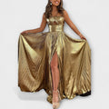 Maxikleid mit Metallic-Stoff