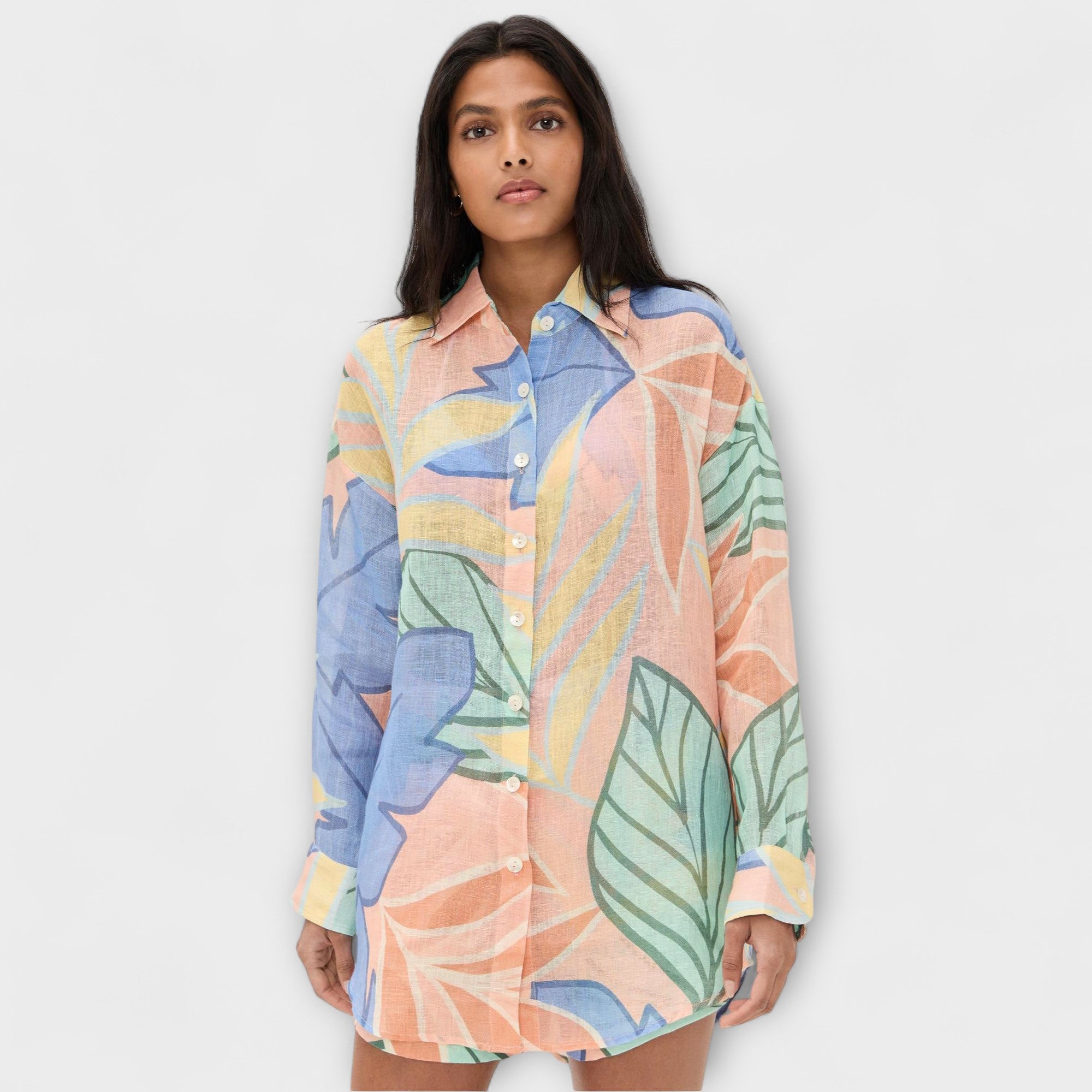 Zweiteiler Damen Top und Kurze Hose Tropisches Blattmuster – Mary