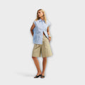 Top Damen Ärmellos Gestreift Blau Weiss Rückenausschnitt – Leona