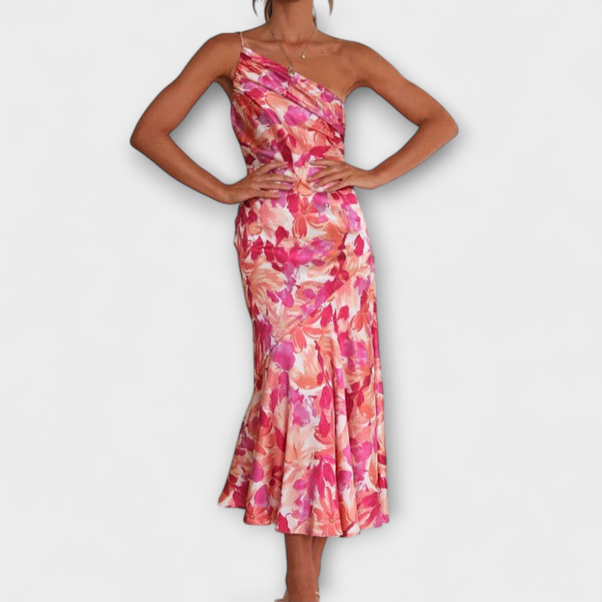 Tabea - Asymmetrisches Blumendruckkleid
