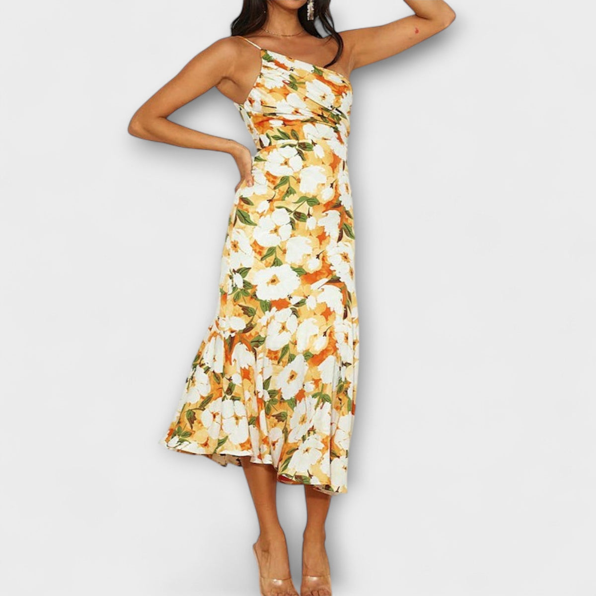 Tabea - Asymmetrisches Blumendruckkleid