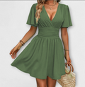 Winslet - Kleid mit geraffter Taille und V-Ausschnitt