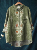 Monika | Lässige Damenbluse mit ethnischem Vintage-Blumenprint