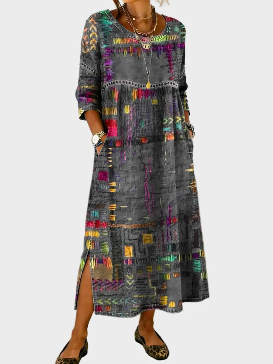 Inaya - Jeanskleid mit Ethno-Patchwork