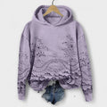 Kapuzenpullover Damen Blumenmuster Bestickt Vintage Rosa – Grace