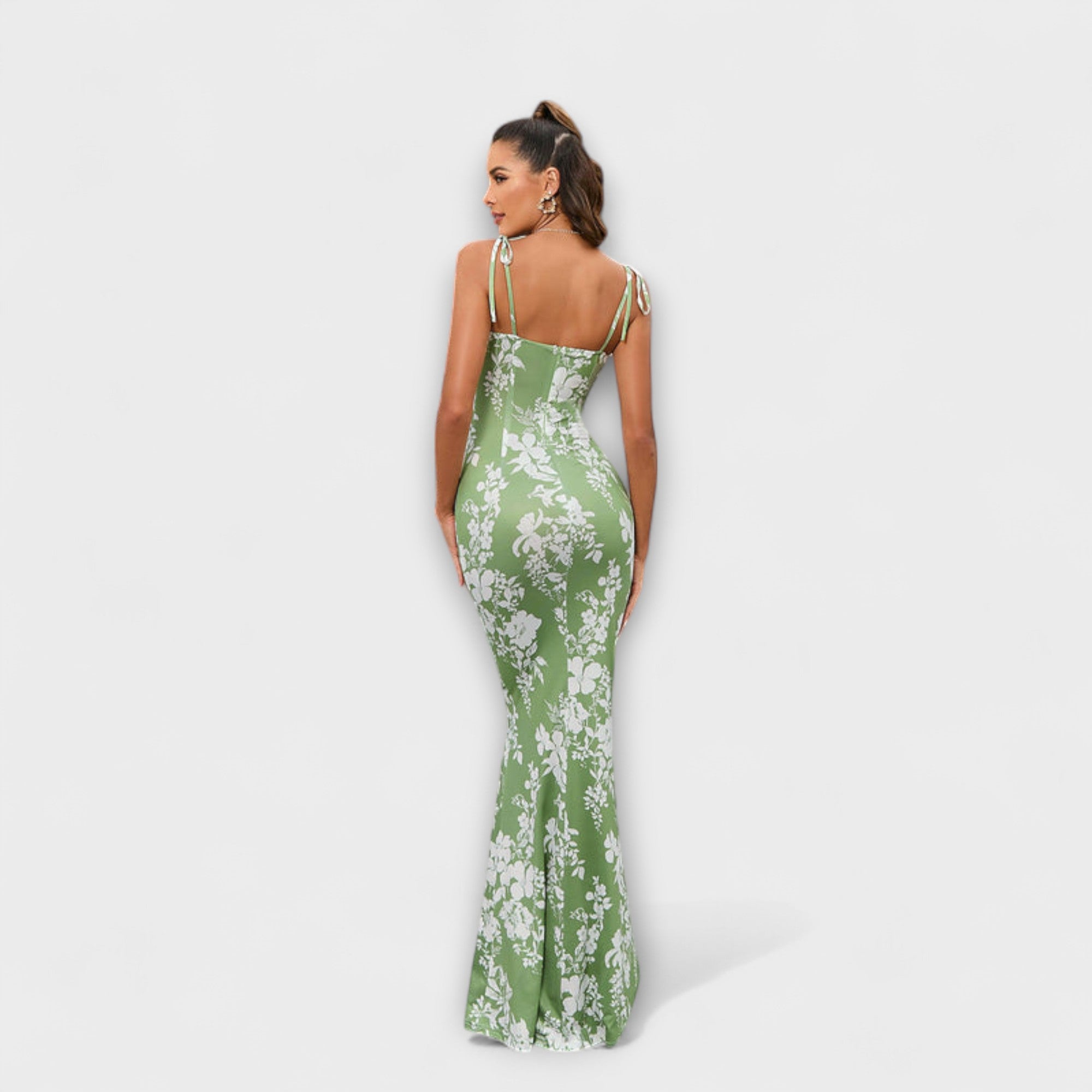 Thalia - Floral Print Prom Dress mit gebundenen Schulterträgern