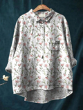 Nora | Lässige Damenbluse mit rosa Frühlings-Blumenmotiv