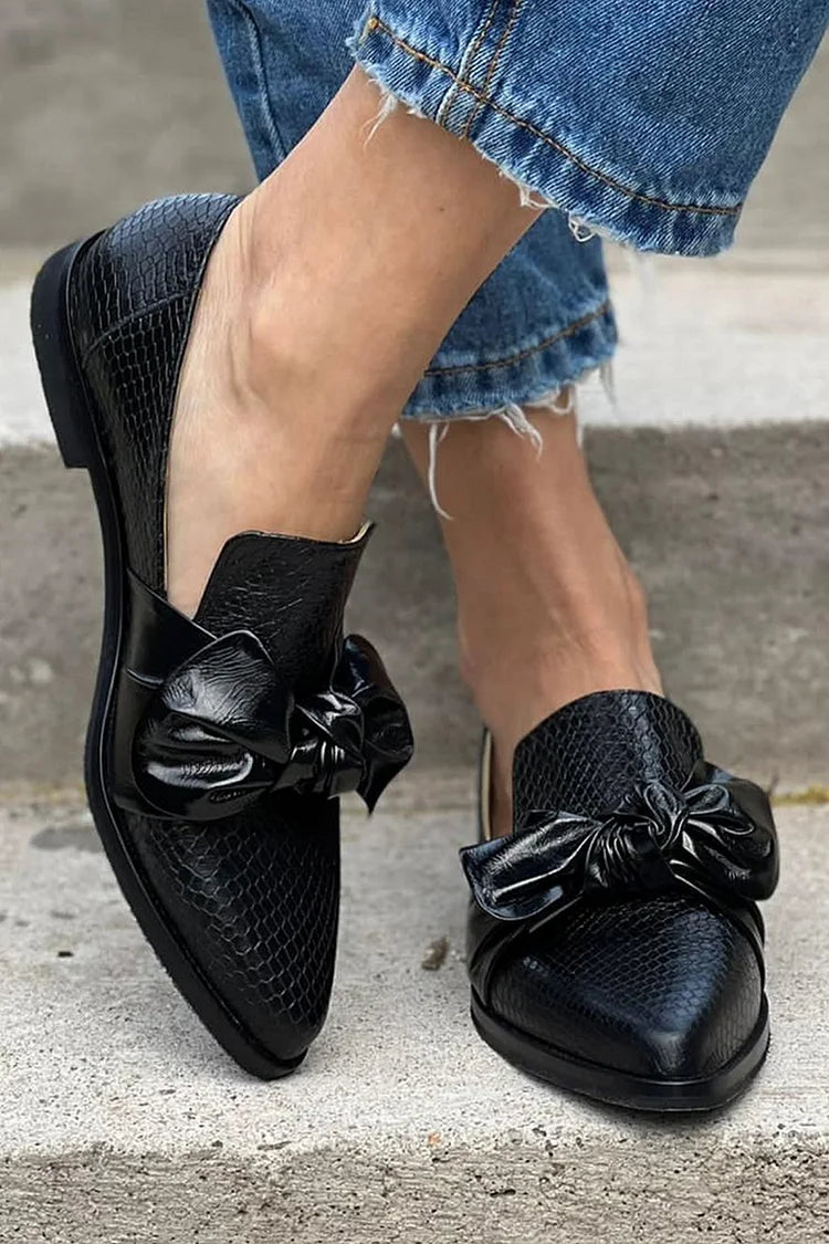 Chelsea - Loafer mit Schleife in Schlangenoptik