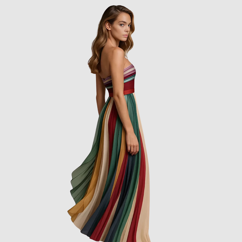 Sára - Langes Plisseekleid ohne Träger