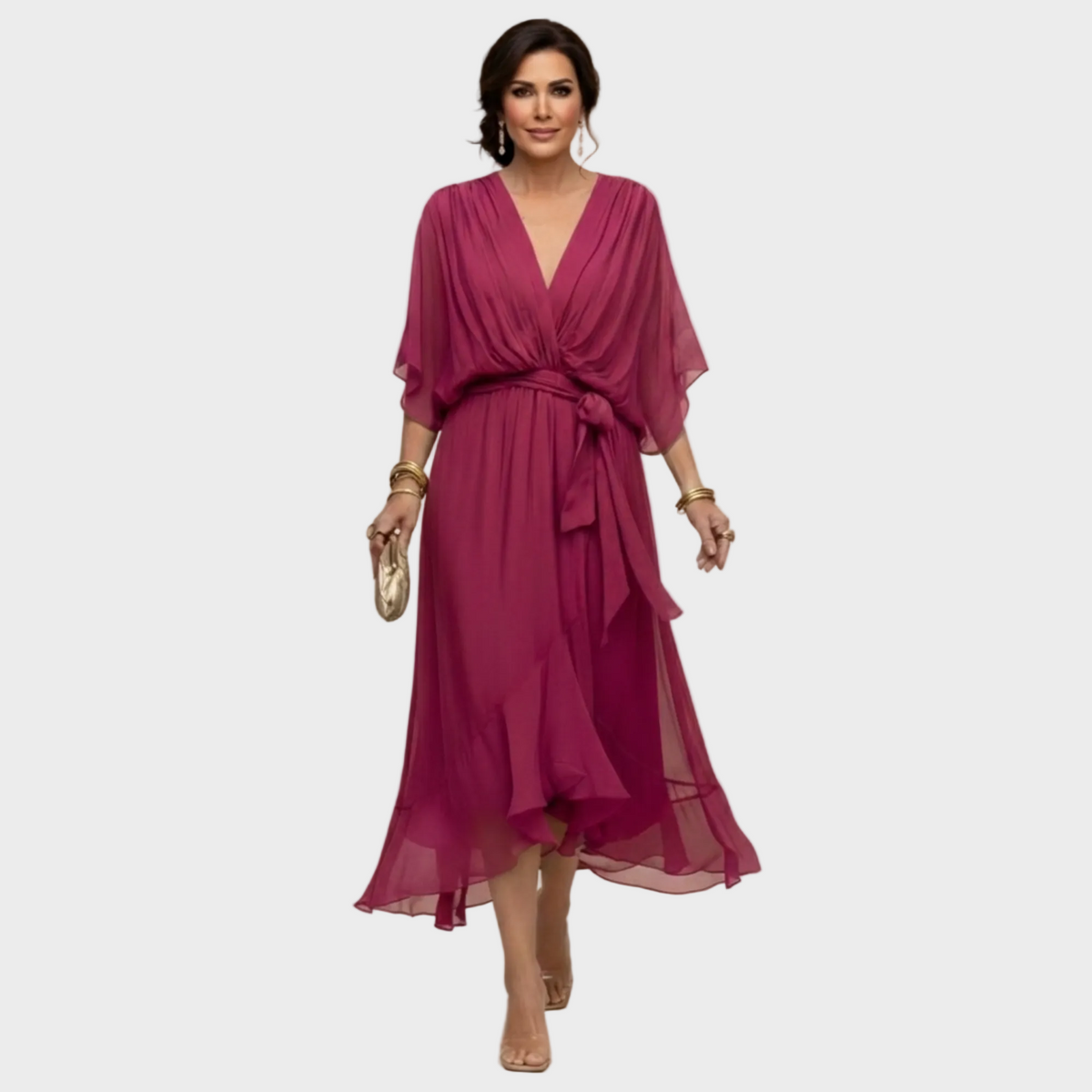 Monica - Chiffonkleid mit V-Ausschnitt